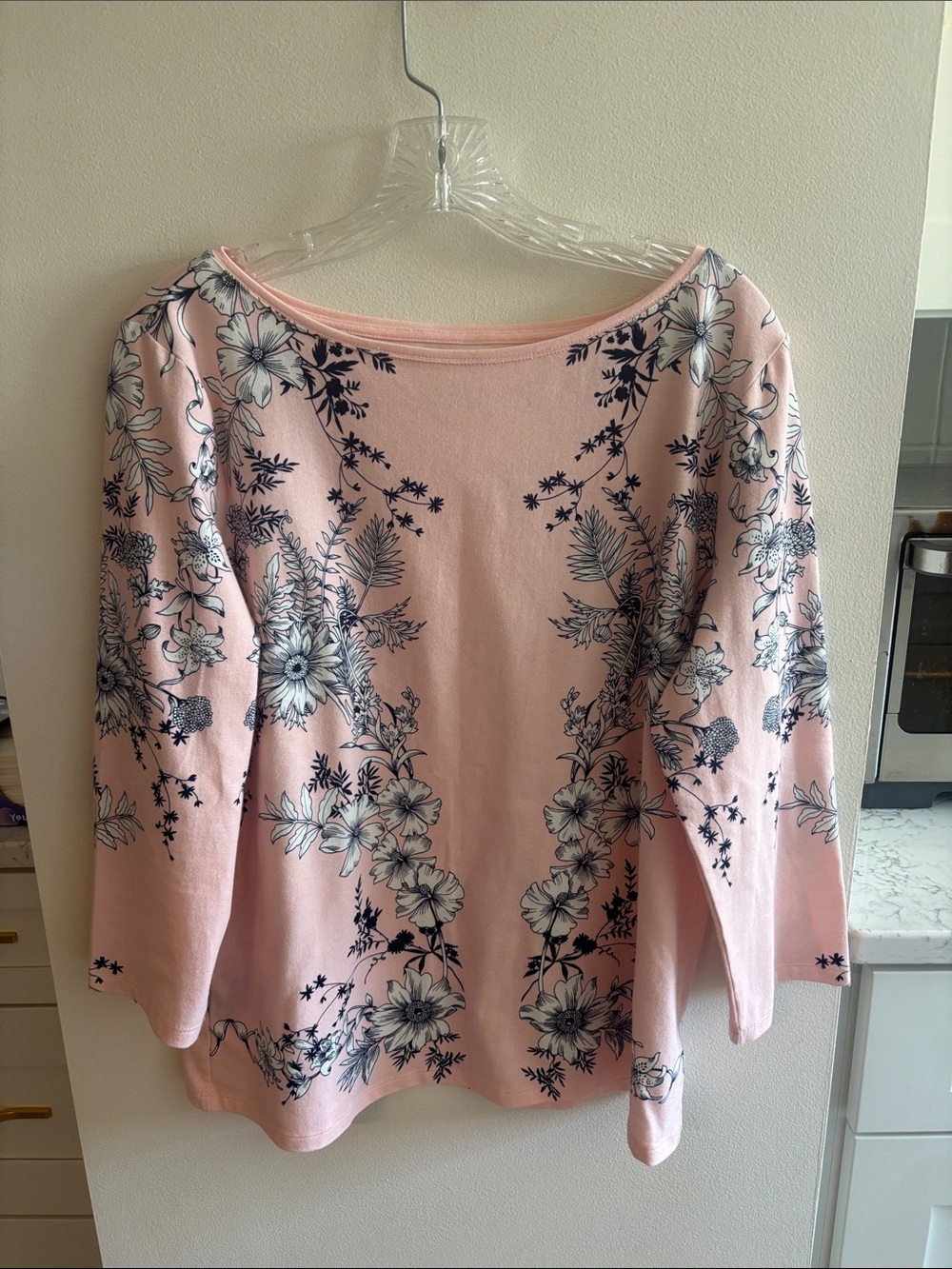 Talbots Pink  Floral Boatneck Top